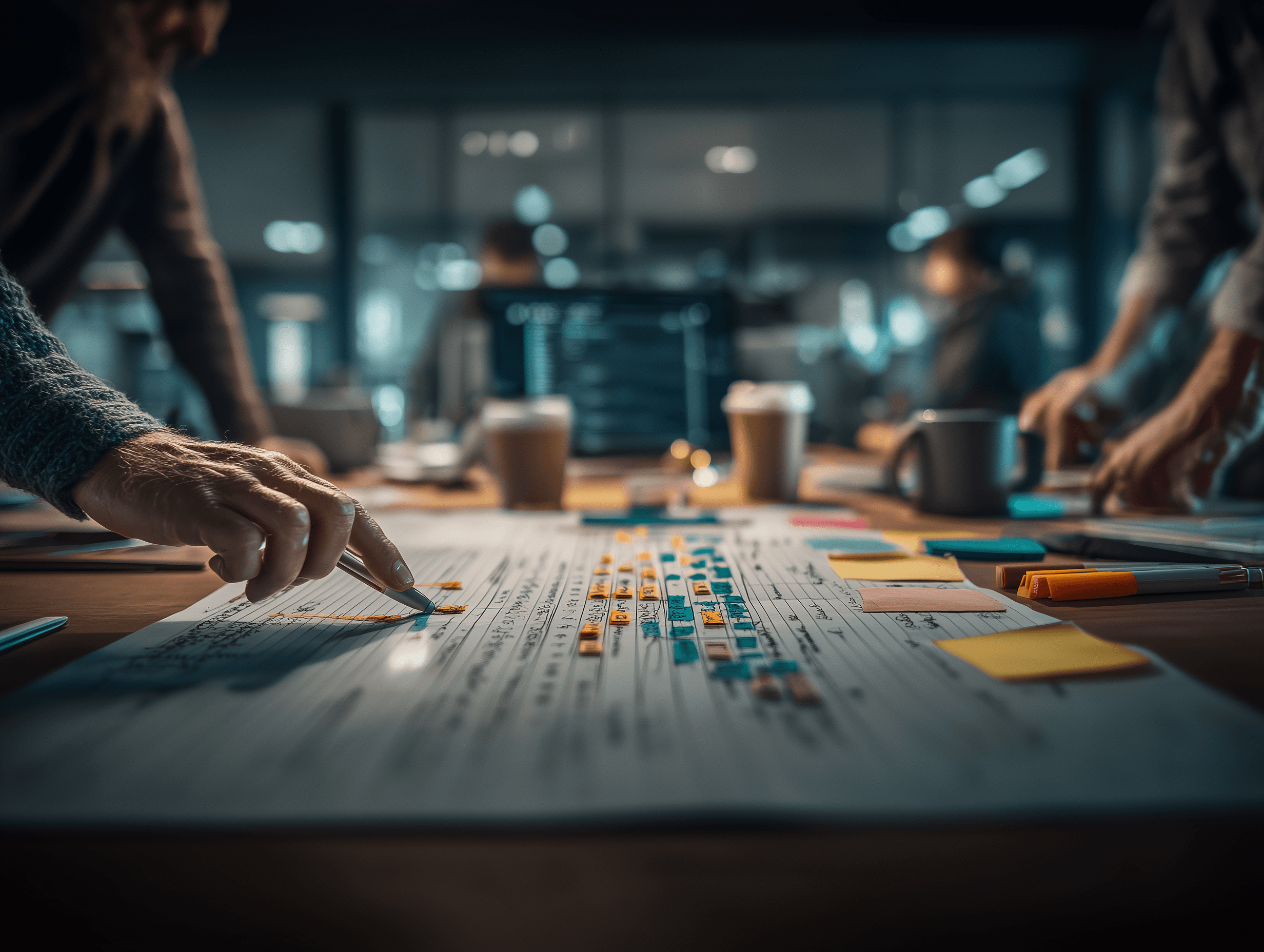 u2844336958 gantt data on paper on desk view from top people ar 92c4b165-9eb1-469a-b3b5-6a28eea2a788