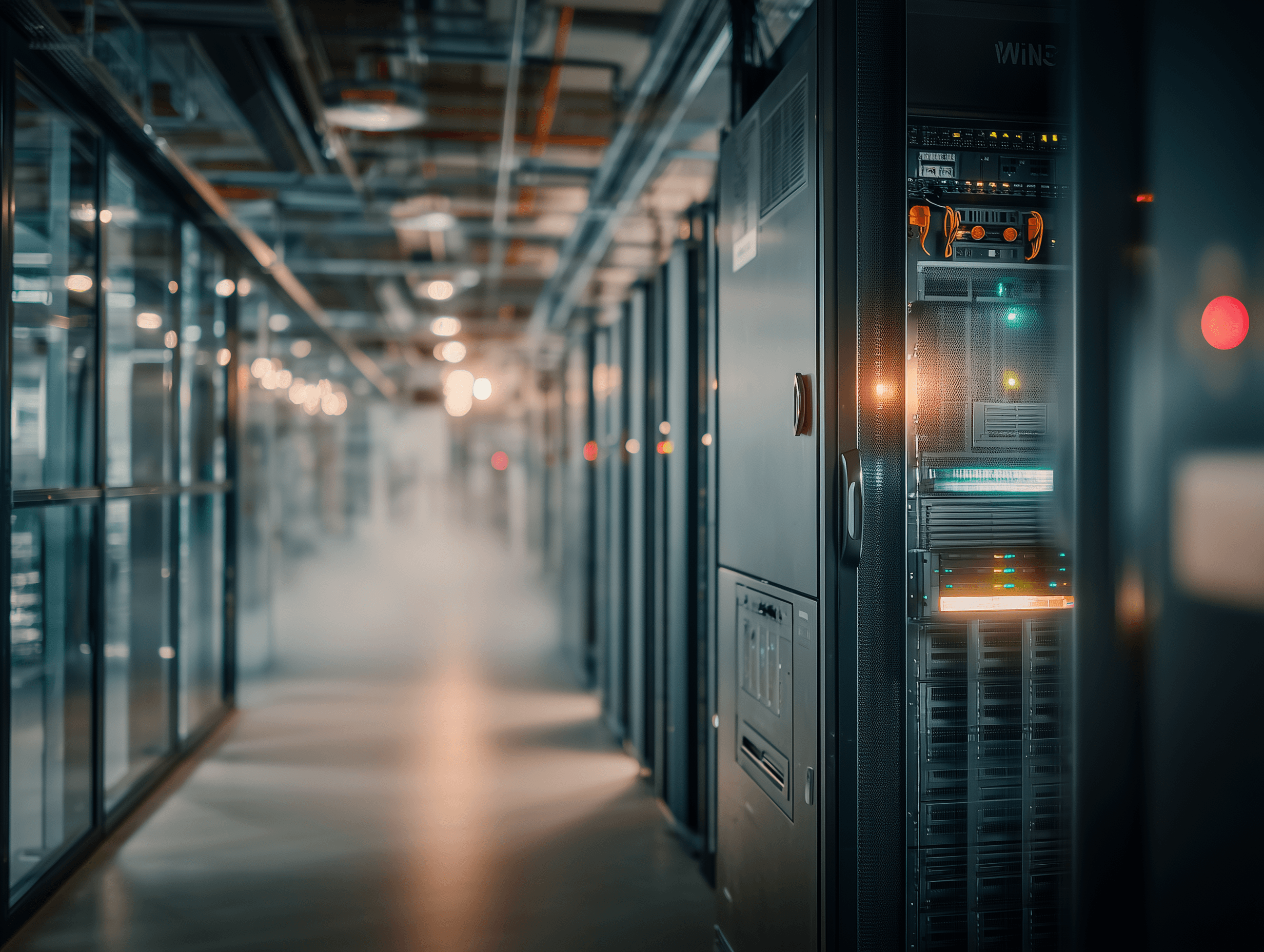 u2844336958 A modern server room in a mid-size company rows of abf0f47a-ddf2-406f-b25c-cf6d8e02d480