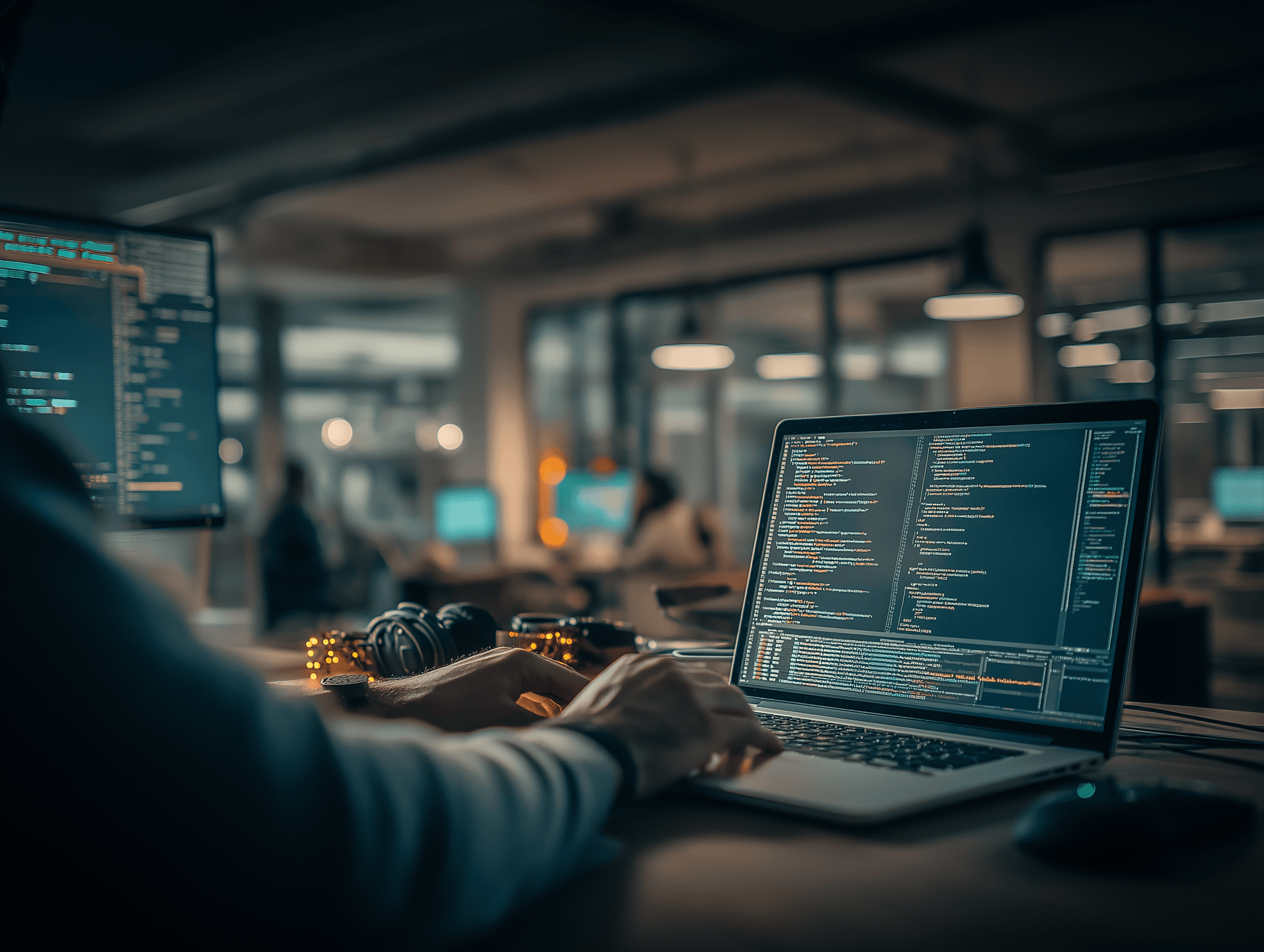 u2844336958 coder and macbook in office on desk --ar 43 --raw - 3dc89b5e-5d3e-46e0-bf68-fc7d64f41cbd